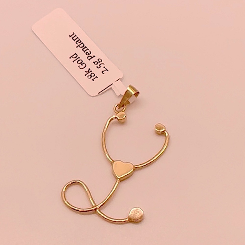 18k Solid Gold Stethoscope Pendant